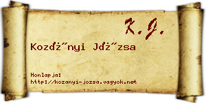 Kozányi Józsa névjegykártya